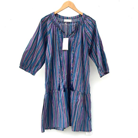 New Natalie Martin Stevie Mini Dress Rayon Batik Striped Lavender Medium - Picture 3 of 10